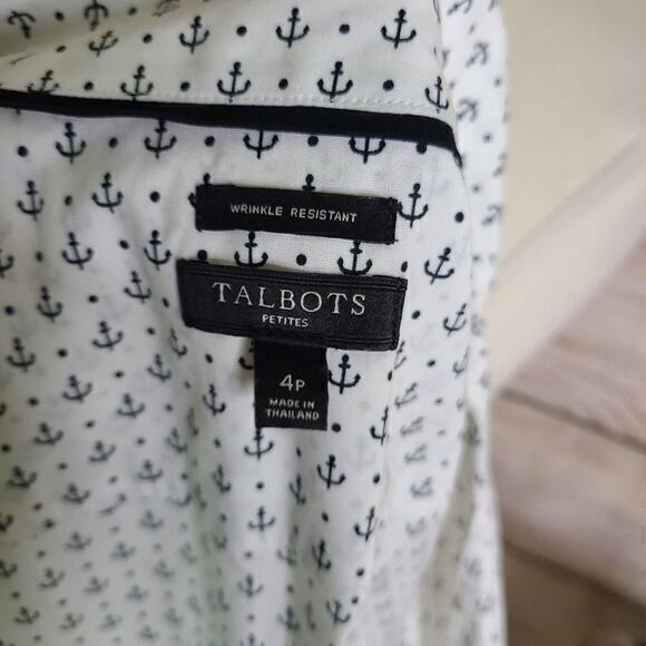 Talbots Women’s Nautical Anchor Print Sleeveless Shirt Size 4 Petite - Picture 4 of 5